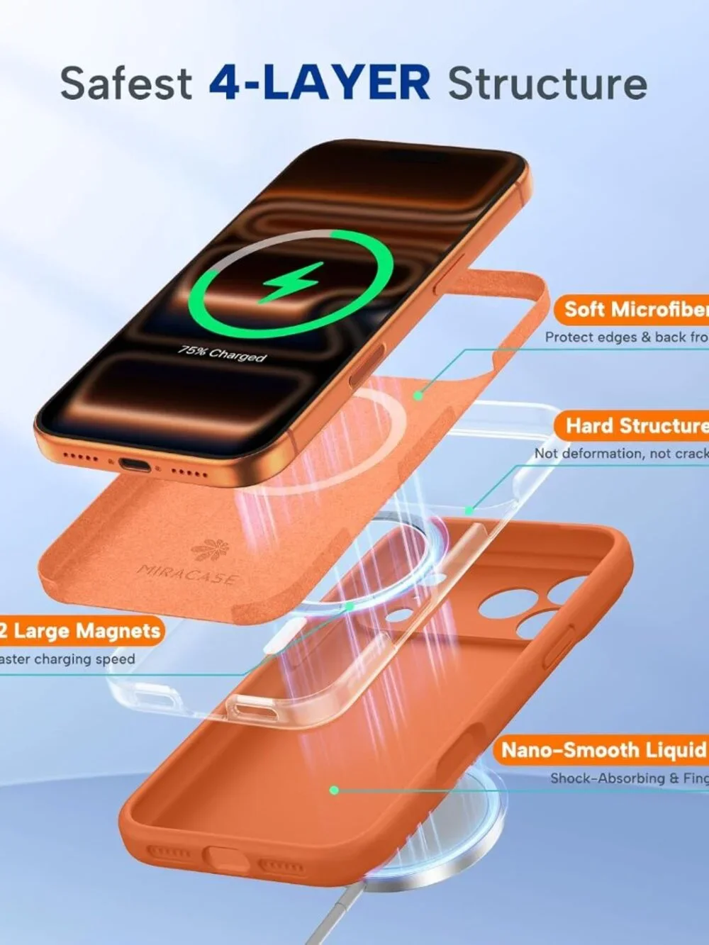 iPhone 17 Pro Magnetic Case MagSafe Shockproof Orange Cover